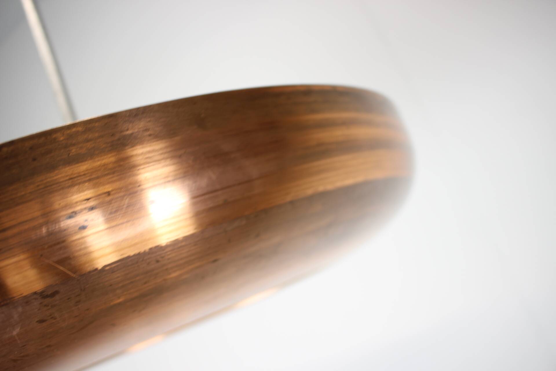 Large Art Deco Copper UFO Hanging Lamp, Czechoslovakia, 1930s