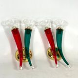 Vintage Pair of Murano glass sconces signed by VeArt, Italy 1970s