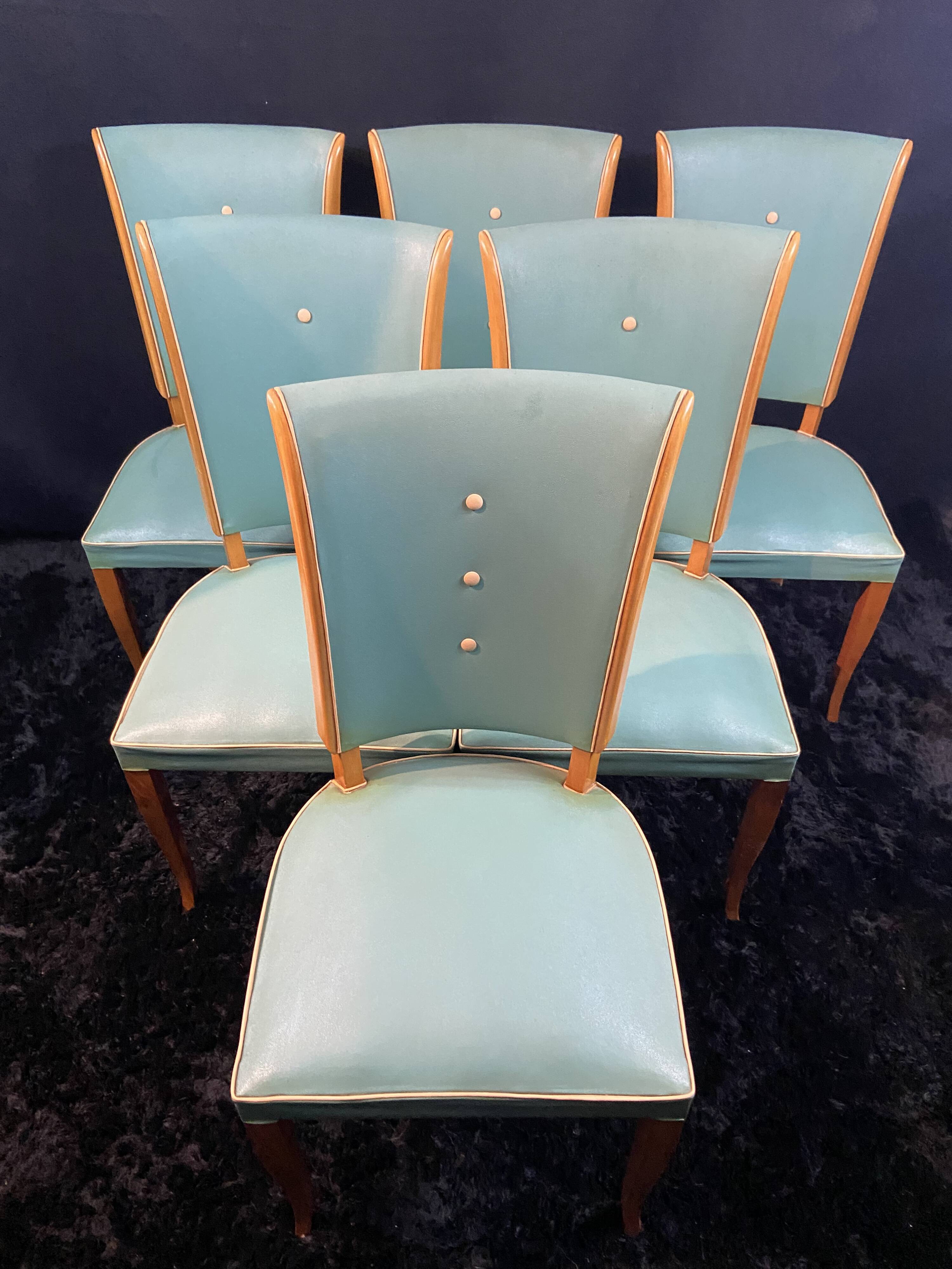 Suite 6 chaises design moderniste 1950