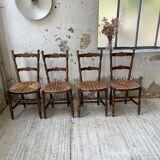 Set of rustic Provençal mulched chairs