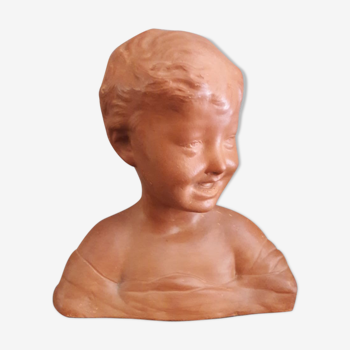 Buste d'enfant en terre cuite années 50