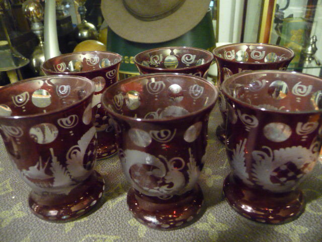 cut crystal liqueur service