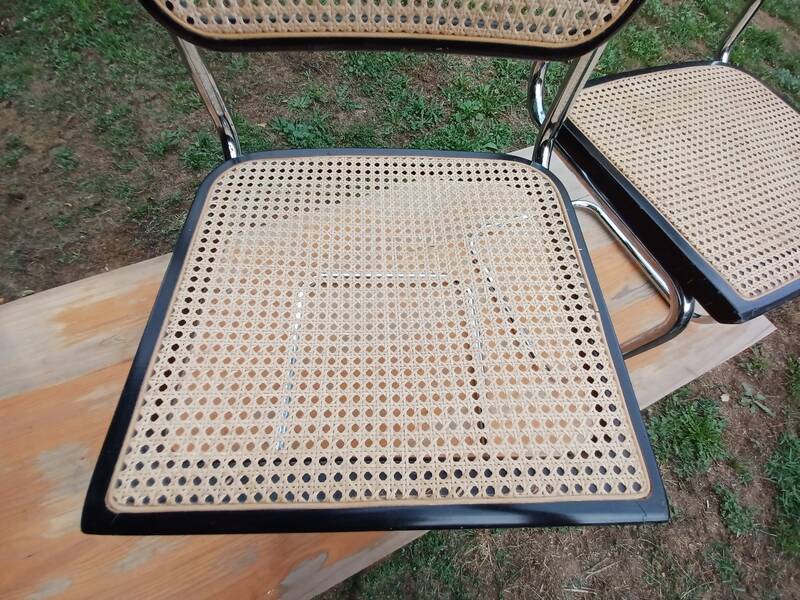 Pair of Marcel Breuer B32 Cesca black chairs