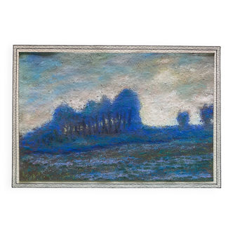 PSP painting "Woody landscape at dawn" pastel circa 1920