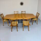 Antique octagonal solid wood extendable table, Girsberger design