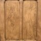 Parisian cabinet glazed raw wood nymphs and carved art nouveau decorations