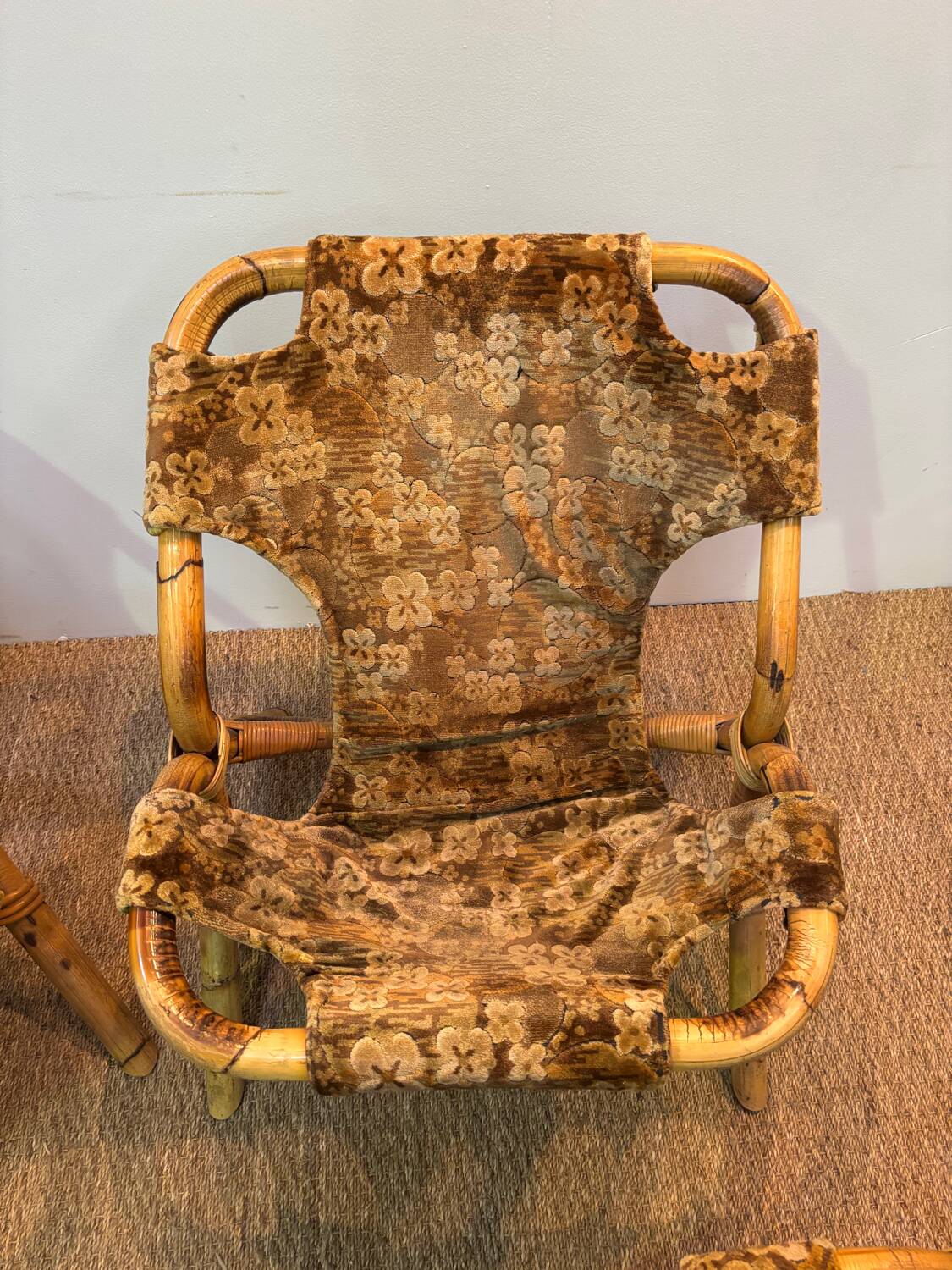 Set of three bamboo armchairs 1960