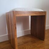 Antique Art Deco piano bench stool rosewood white bouclette fabric