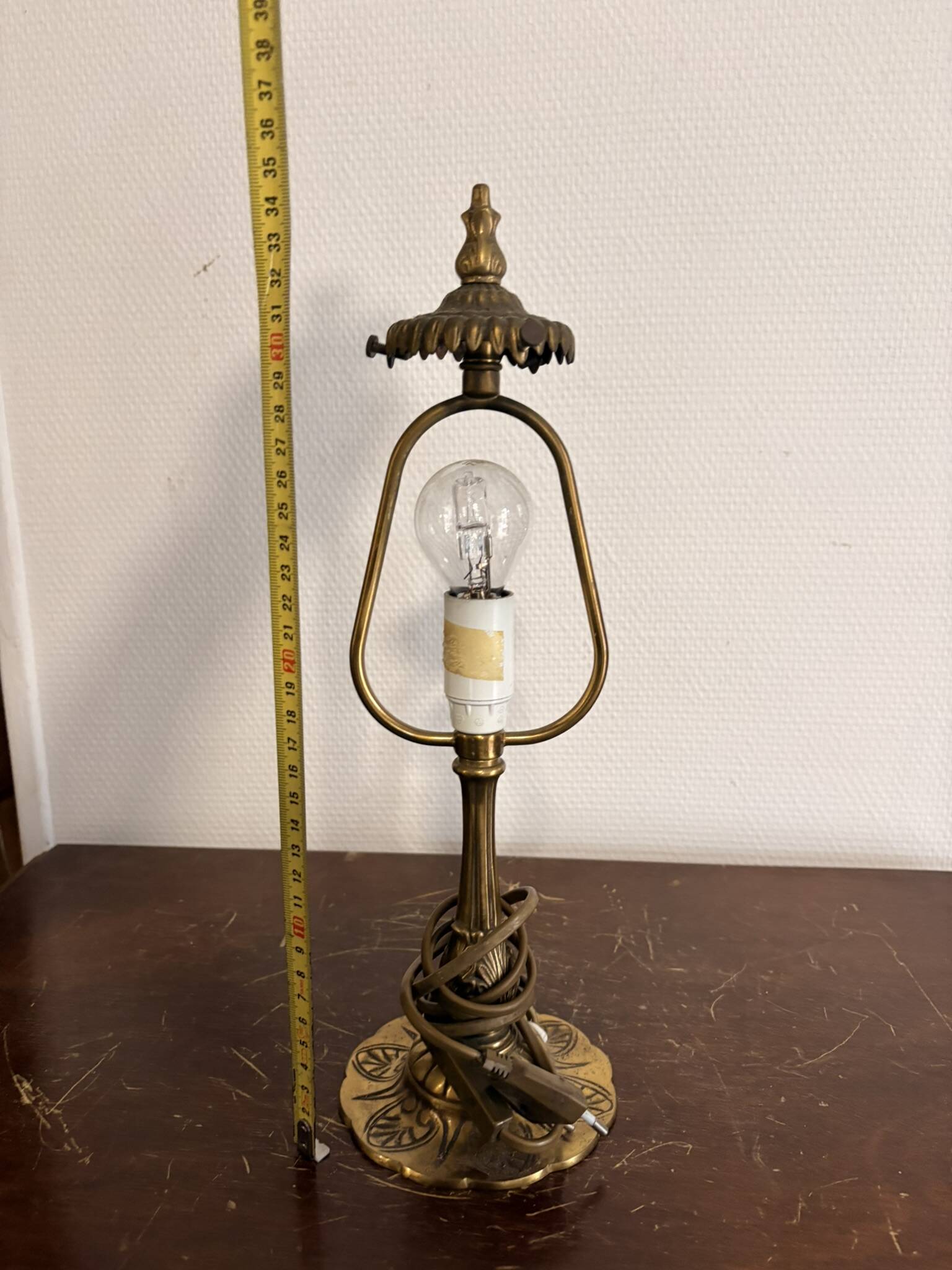 Antique Bouillotte Table Lamp Brass Chiseled Louis XVI Style