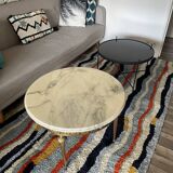 Neoclassical coffee table Louix XV in white marble and brass