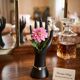 Main vintage matte black flower holder