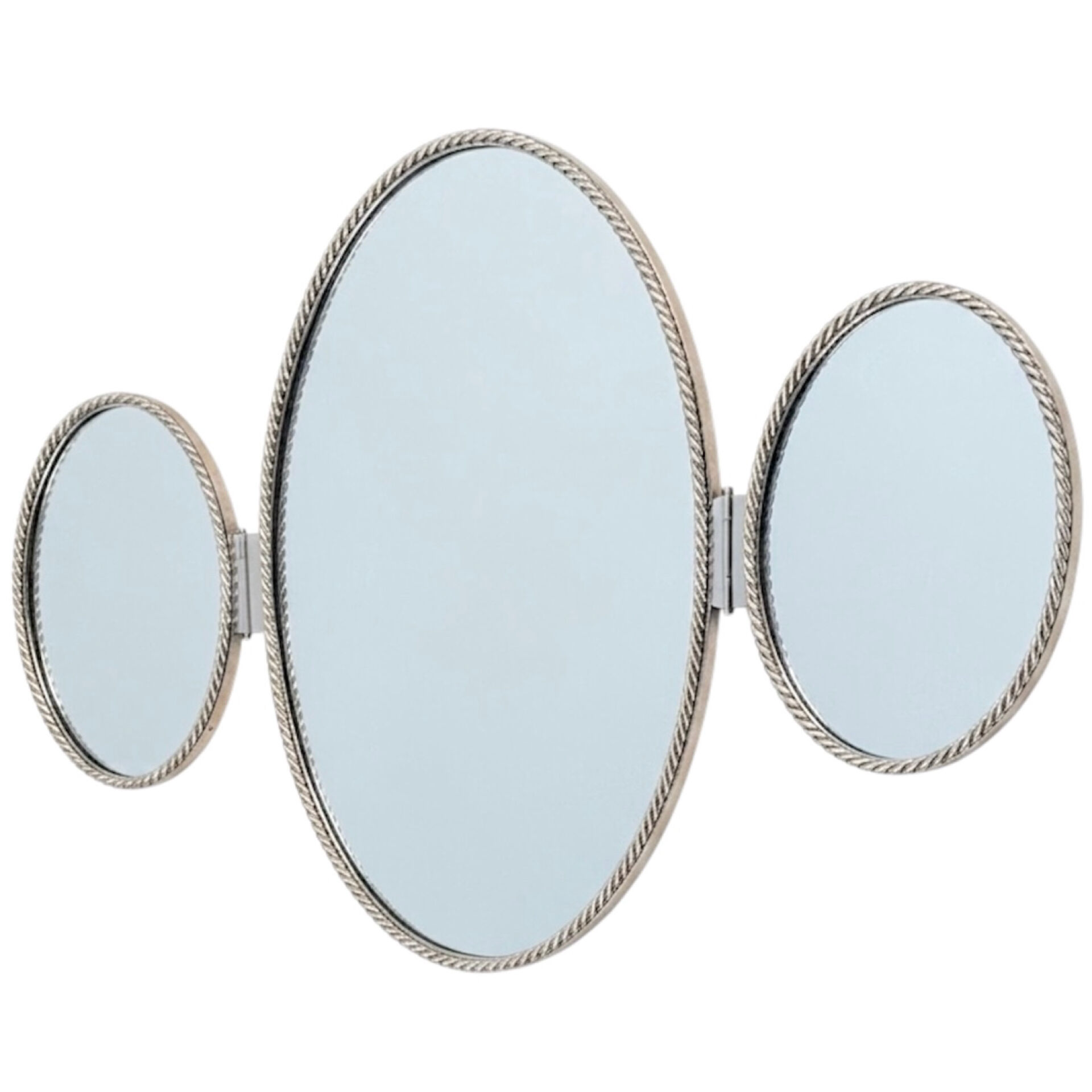 Vintage triptych mirror in twisted metal – 1960s