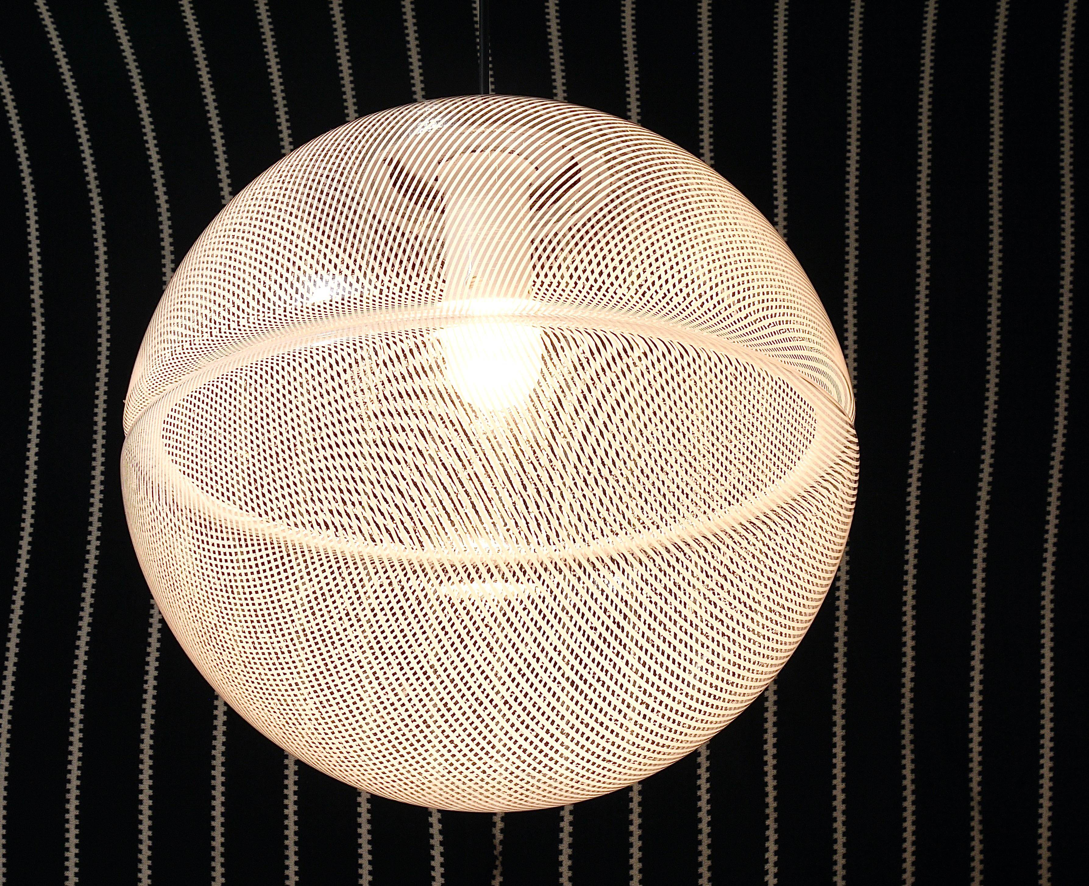 Harvey Guzzini Suspension Boule Op-Art Striped Postmodern by Meblo, 1970s
