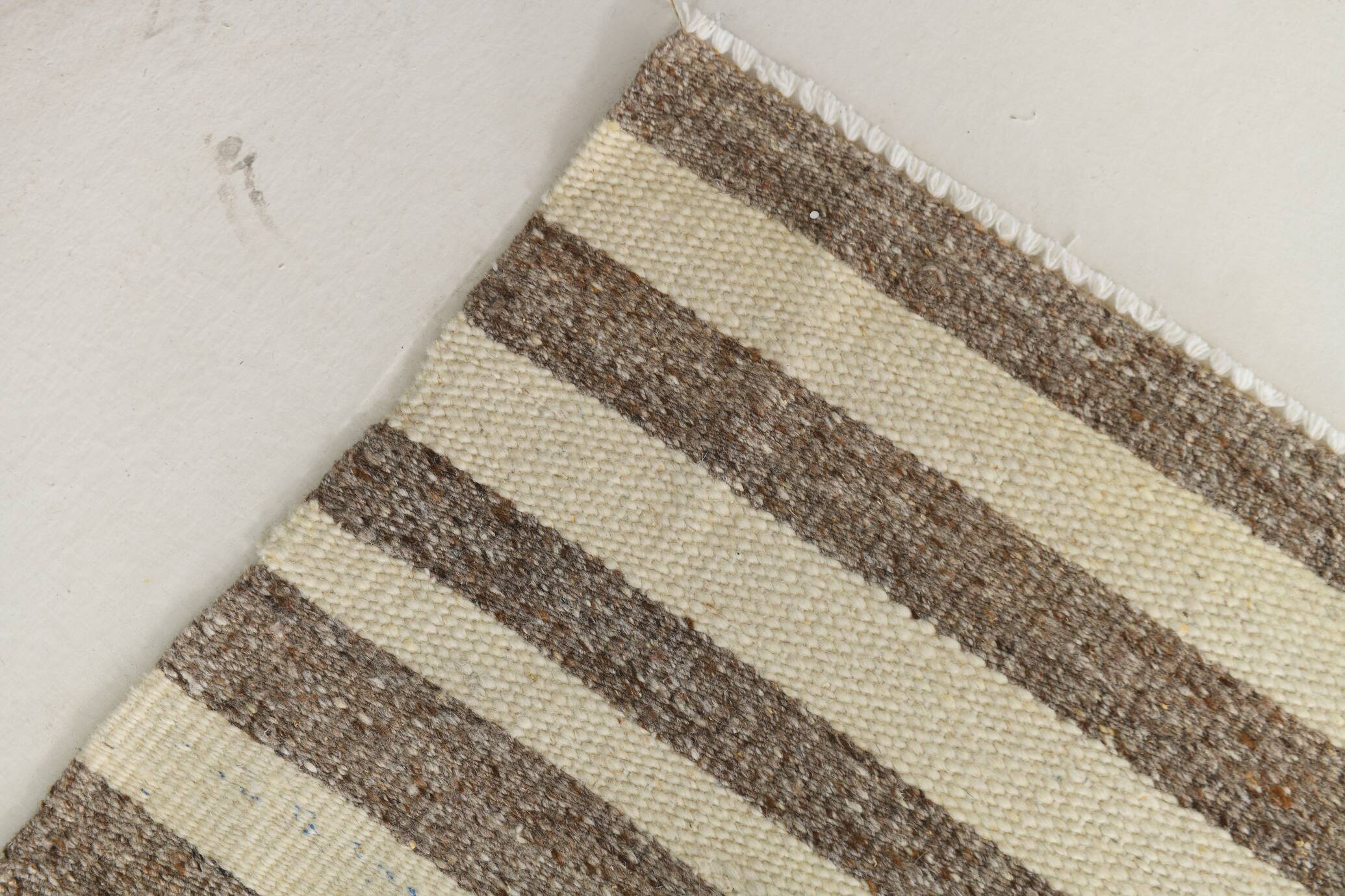 Brown Beige Striped Vintage Kilim Runner Rug, 78x330Cm