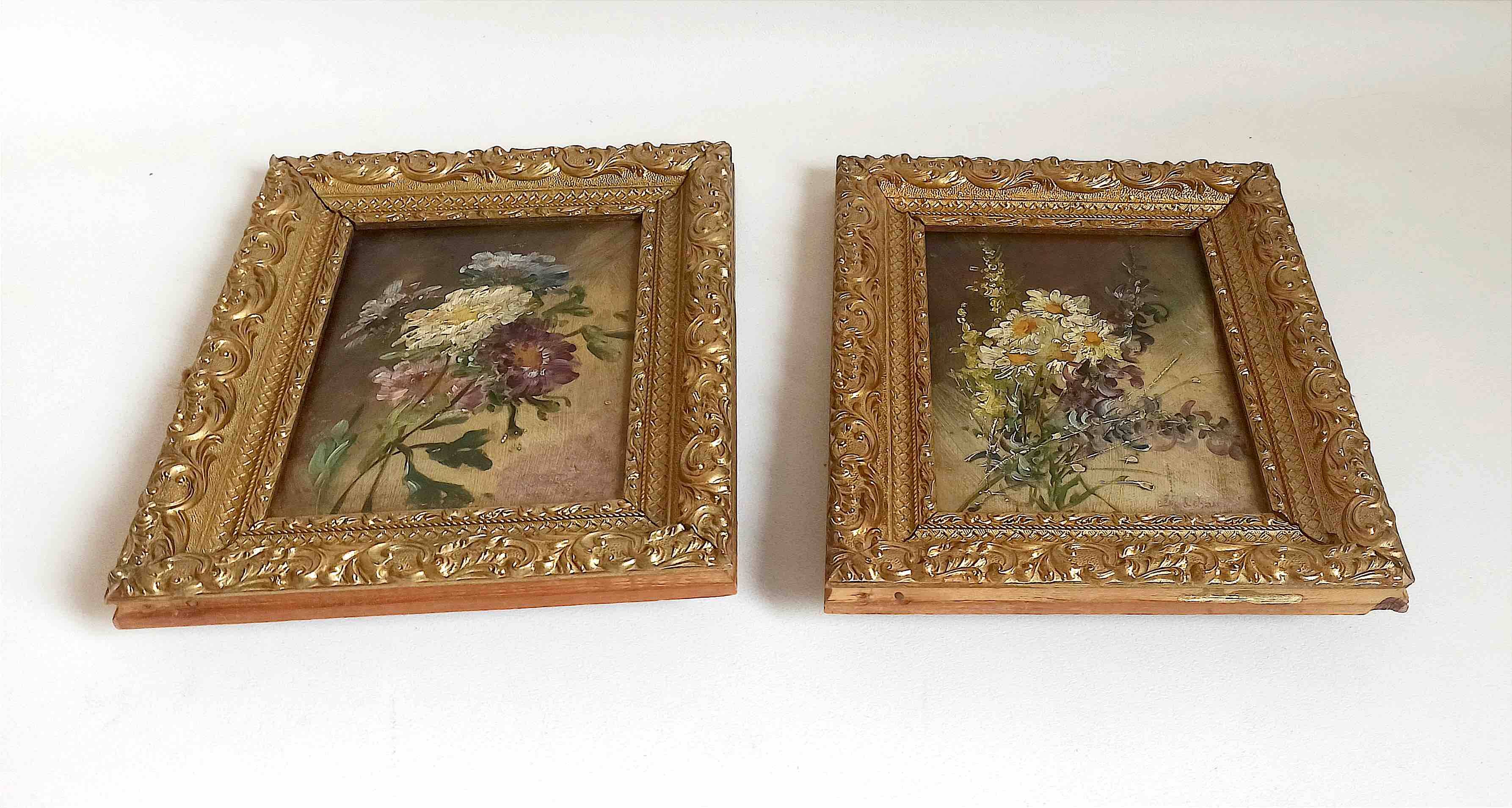 Pair of paintings Late 19th century 30 x 24 cm "bouquet duo"