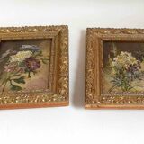 Pair of paintings Late 19th century 30 x 24 cm "bouquet duo"