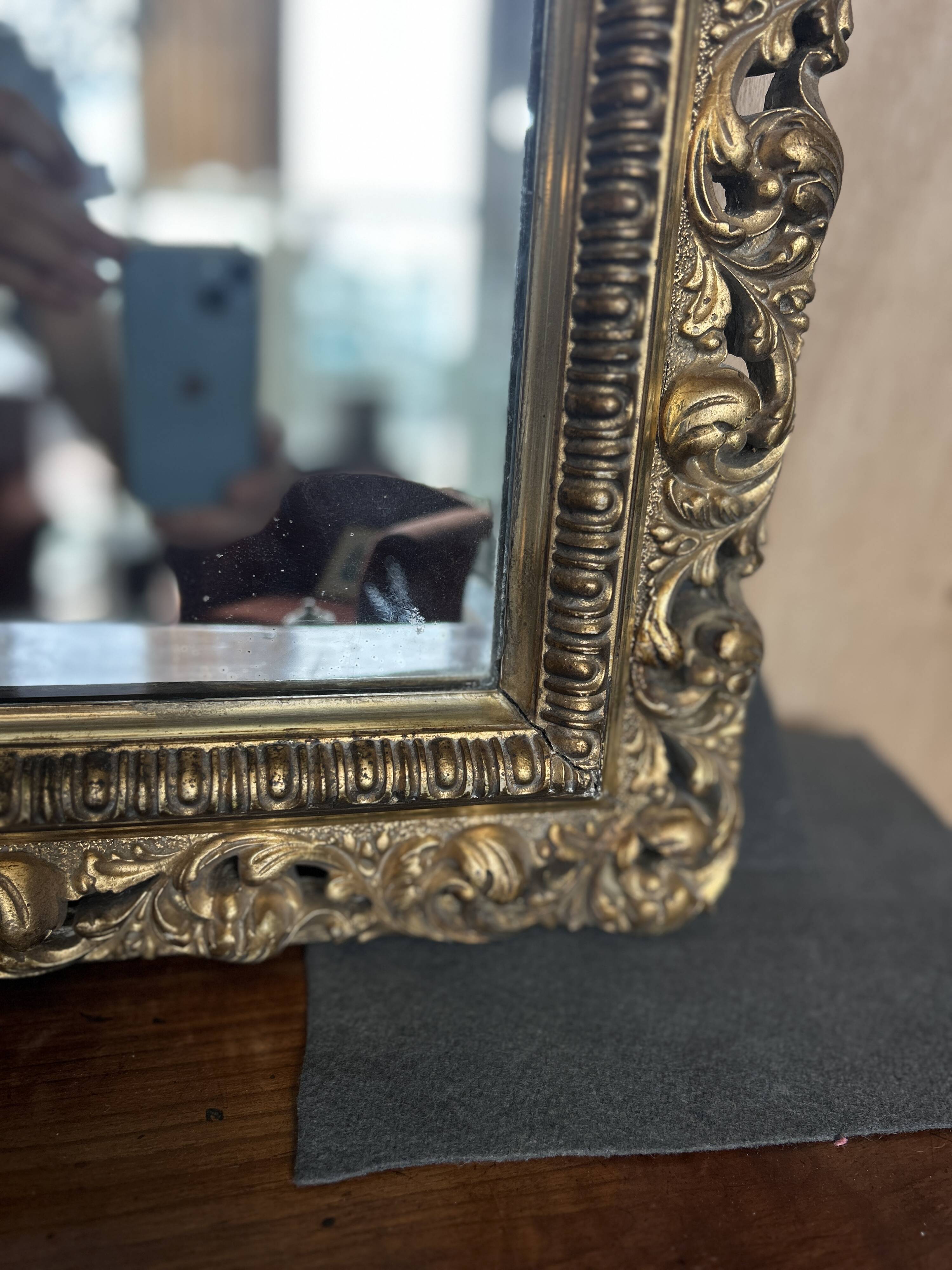 Golden rectangular mirror