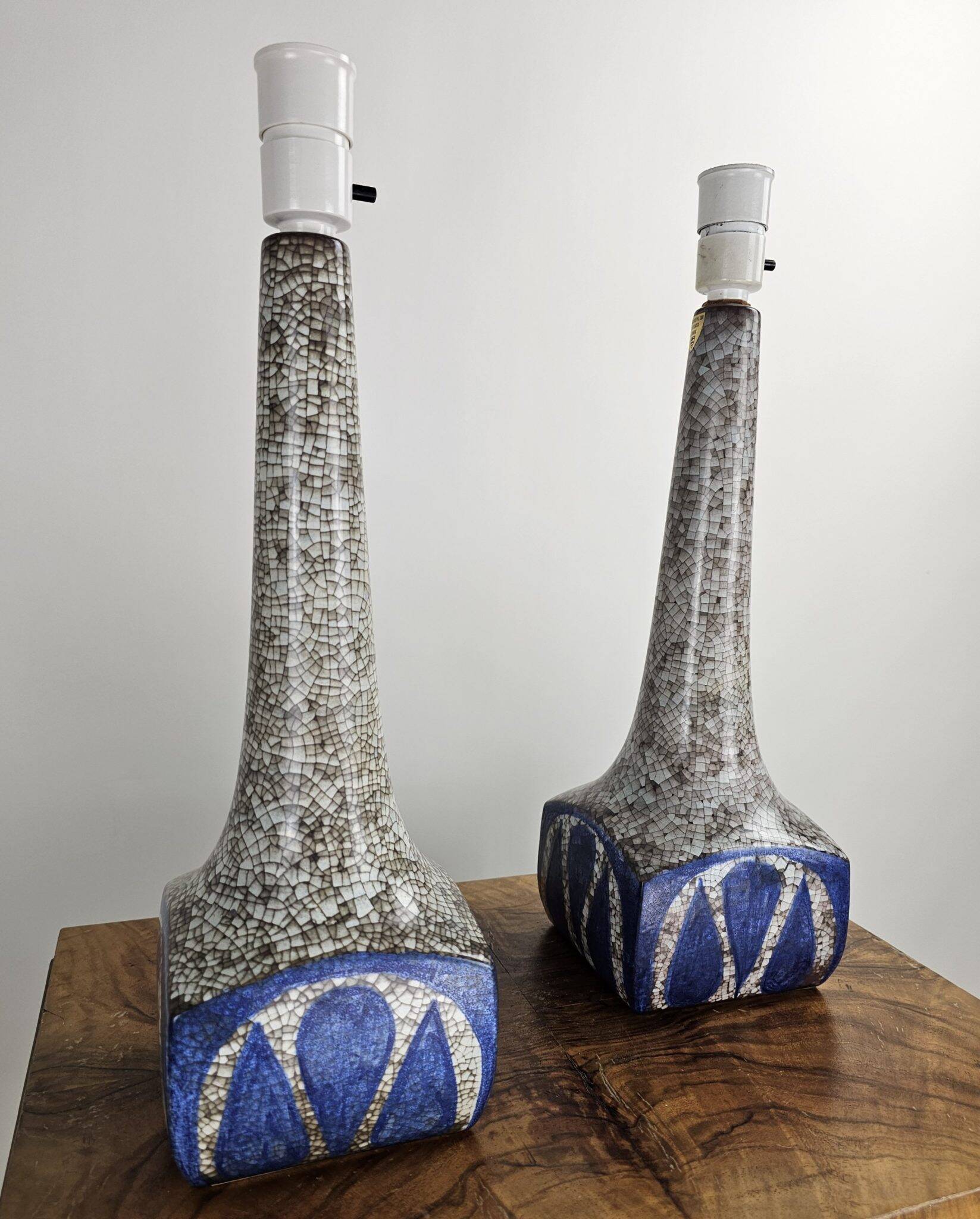 Set of 2 tall Persia glaze table lamps by Marianne Starck for Andersen, 1960s