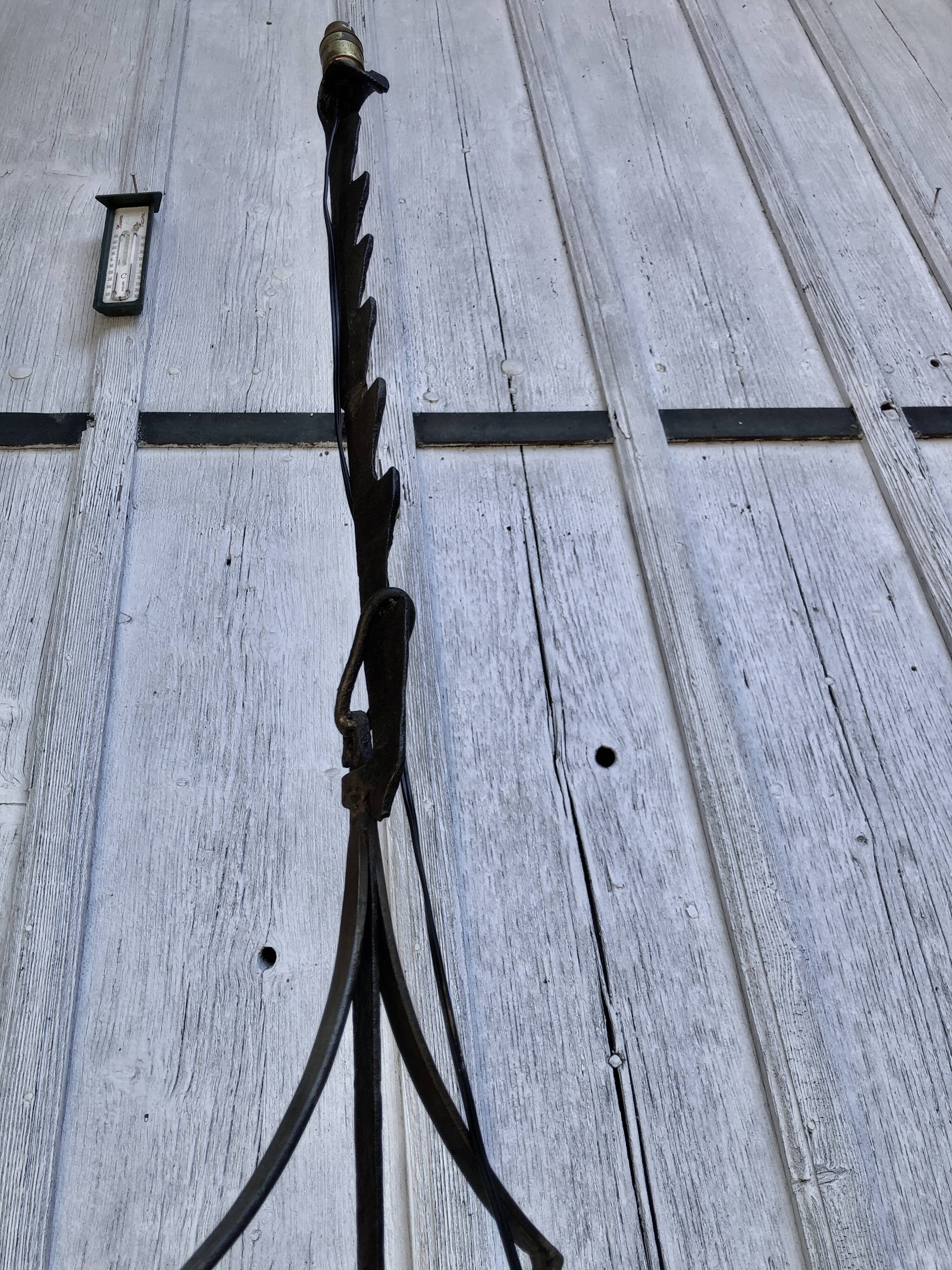 Brutalist wrought iron floor lamp 1970