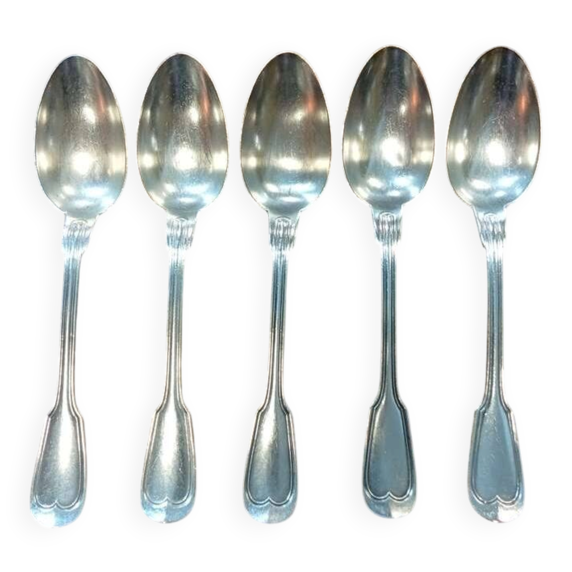Set of 5 large silver-plated spoons