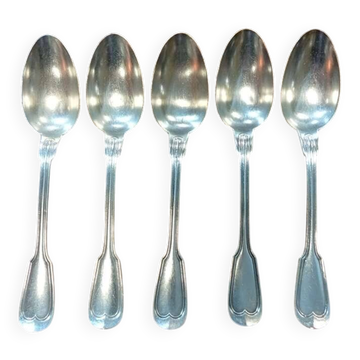 Série de 5 grandes cuillères en métal argenté