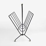 Magazine holders design black metal and brass 50s