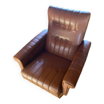 Fauteuil paul gaucuin en skaï 1950