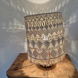 Olive wood and macramé lamp