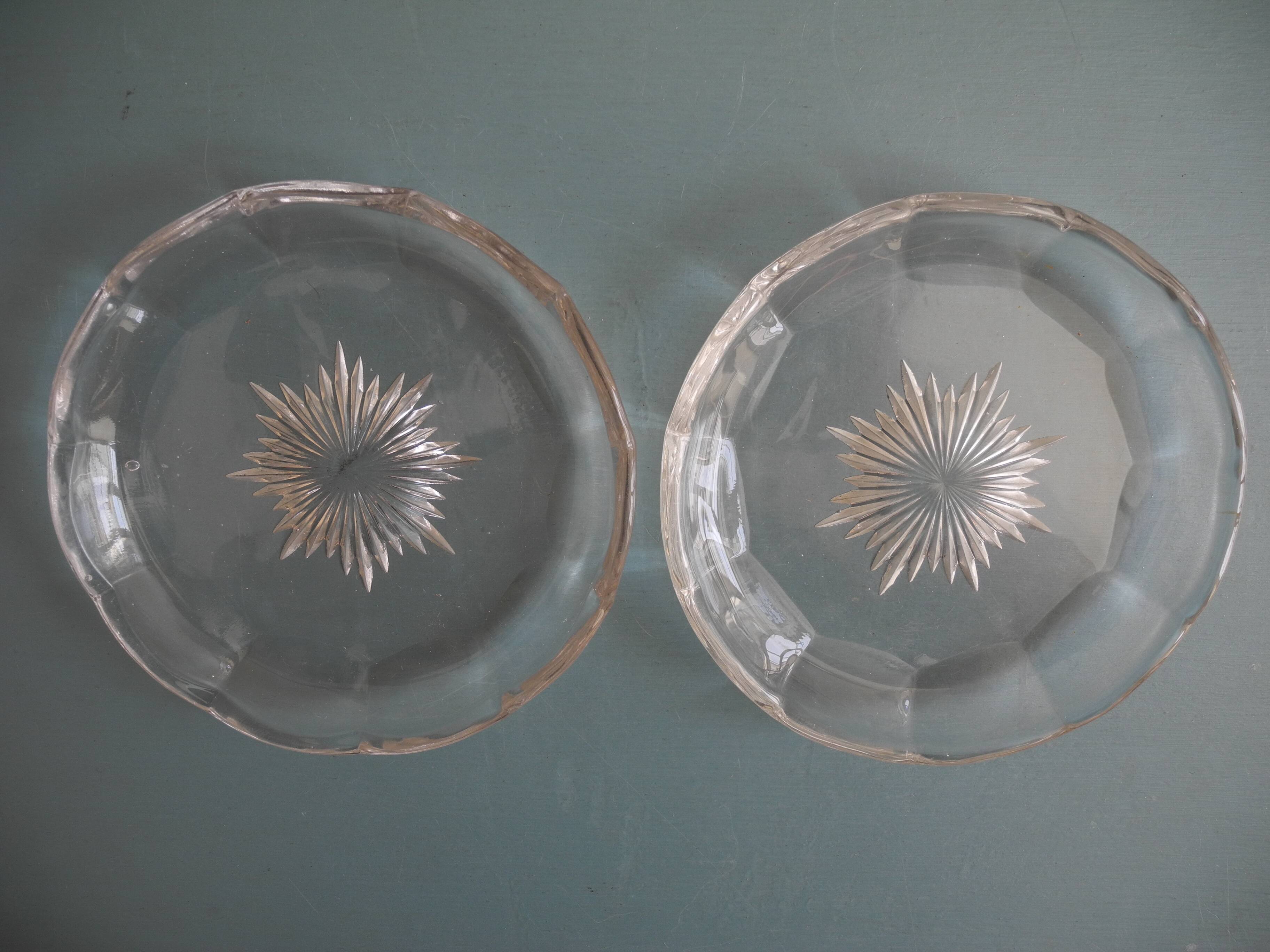 Val St Lambert crystal coasters for bottles