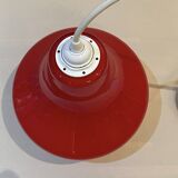 Red Opaline Glass Pendant Light 1970 Space Age Ceiling Lamp Free Form Orange