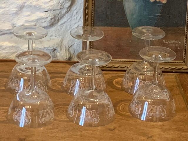 6 vintage butterfly champagne glasses