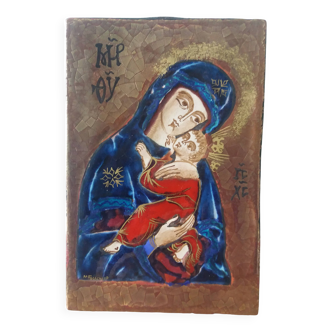 Enameled ceramic icon signed Michel Folscheid - Enamels of Saint Michel du Roc