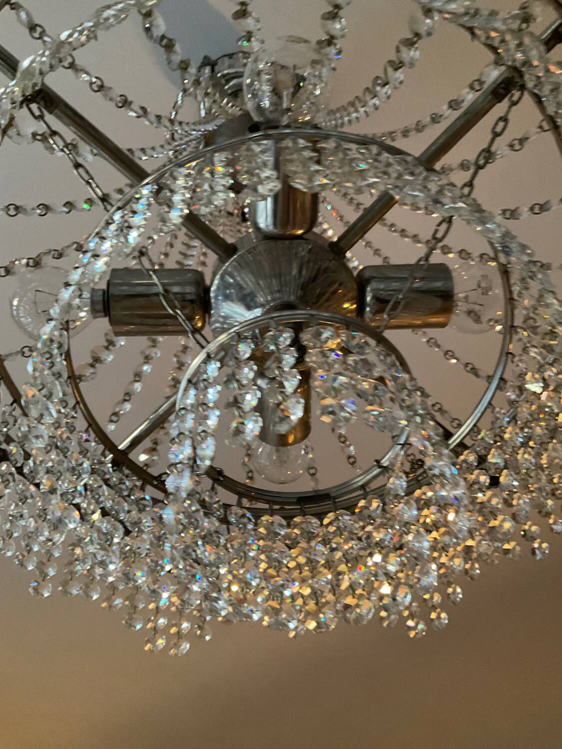 Lustre Montgolfière à pampilles en cristal
