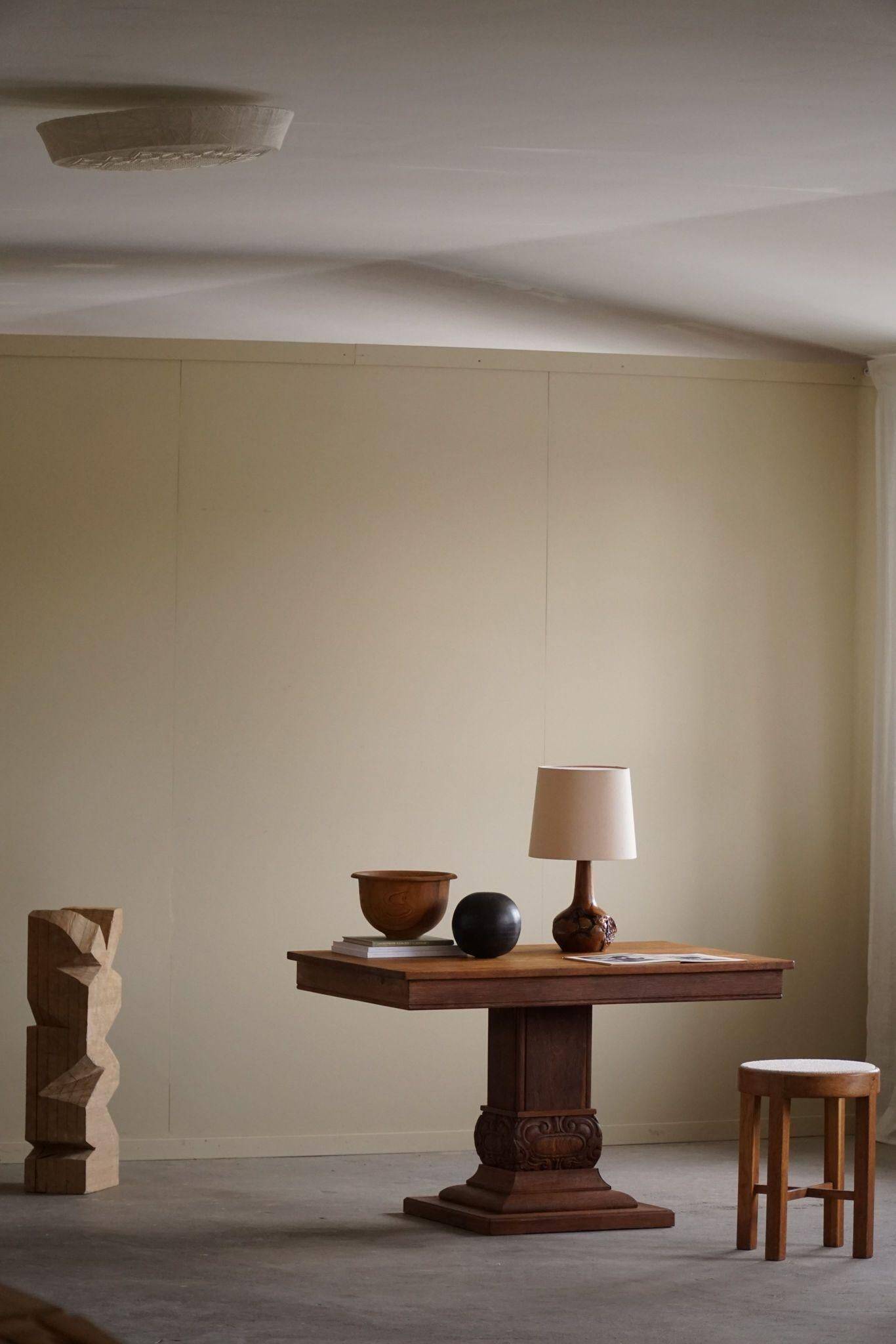 Art Nouveau dining table/desk in oak, early 20th century.