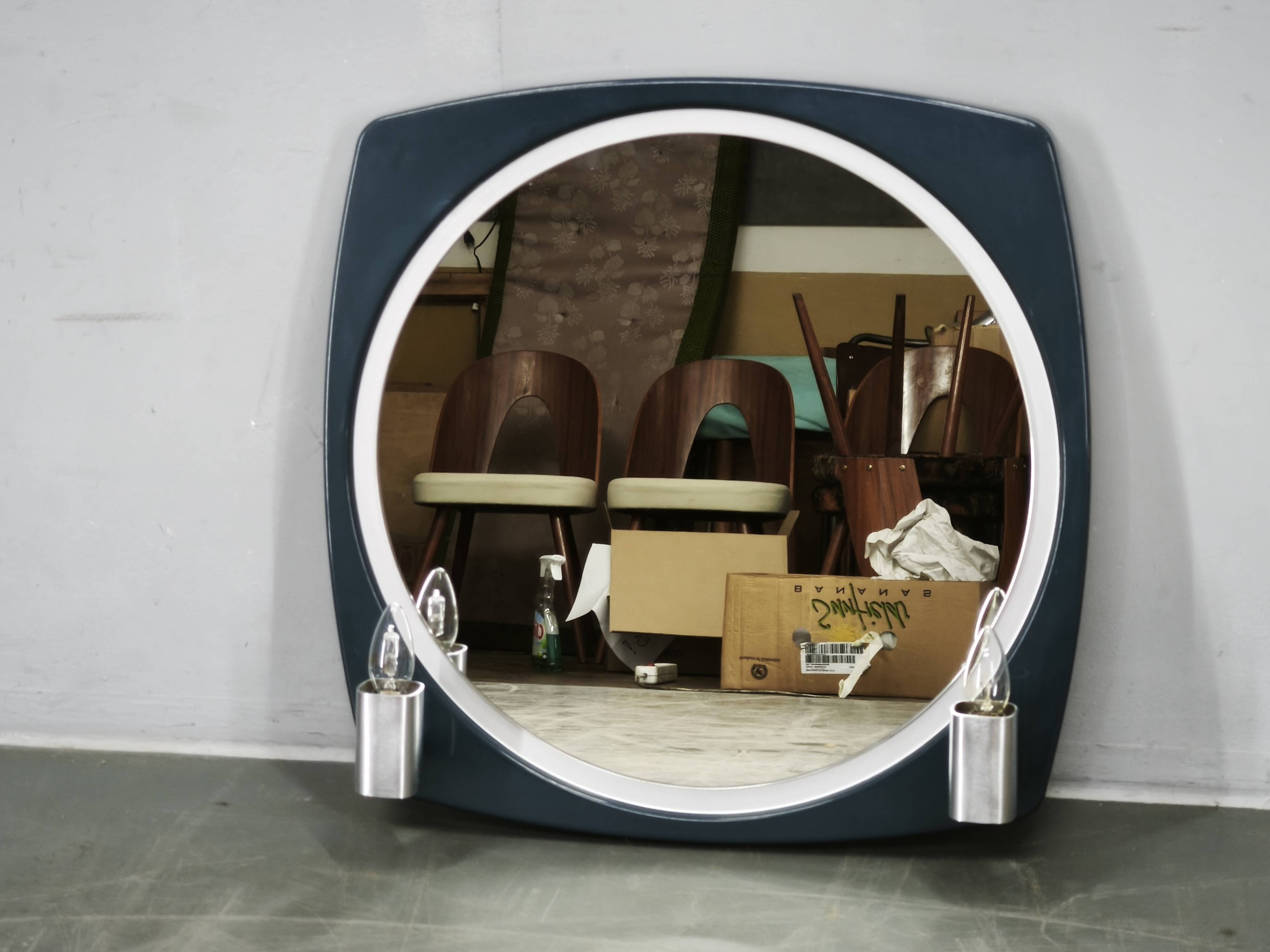 Miroir illuminé de l'ère spatiale italienne par Thema, années 1970
