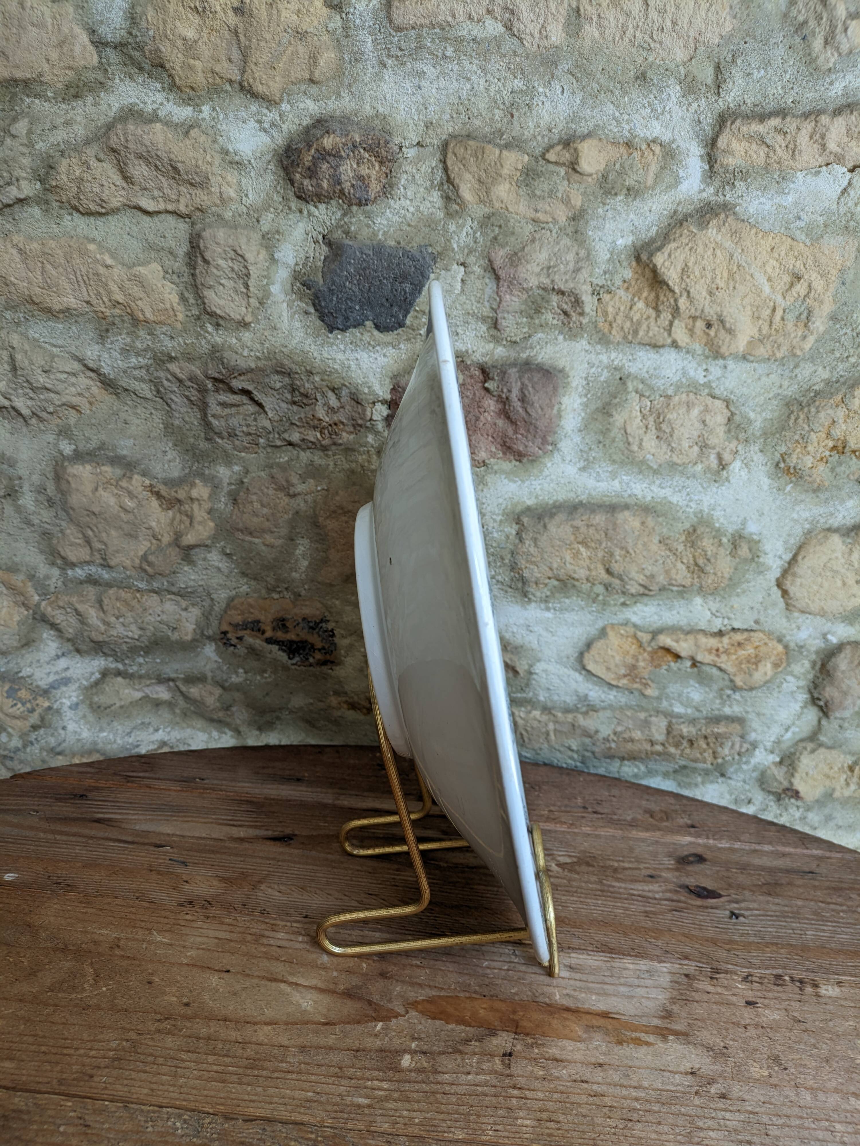 Old round ceramic serving dish Moulin des loups & Hamage model Graciela