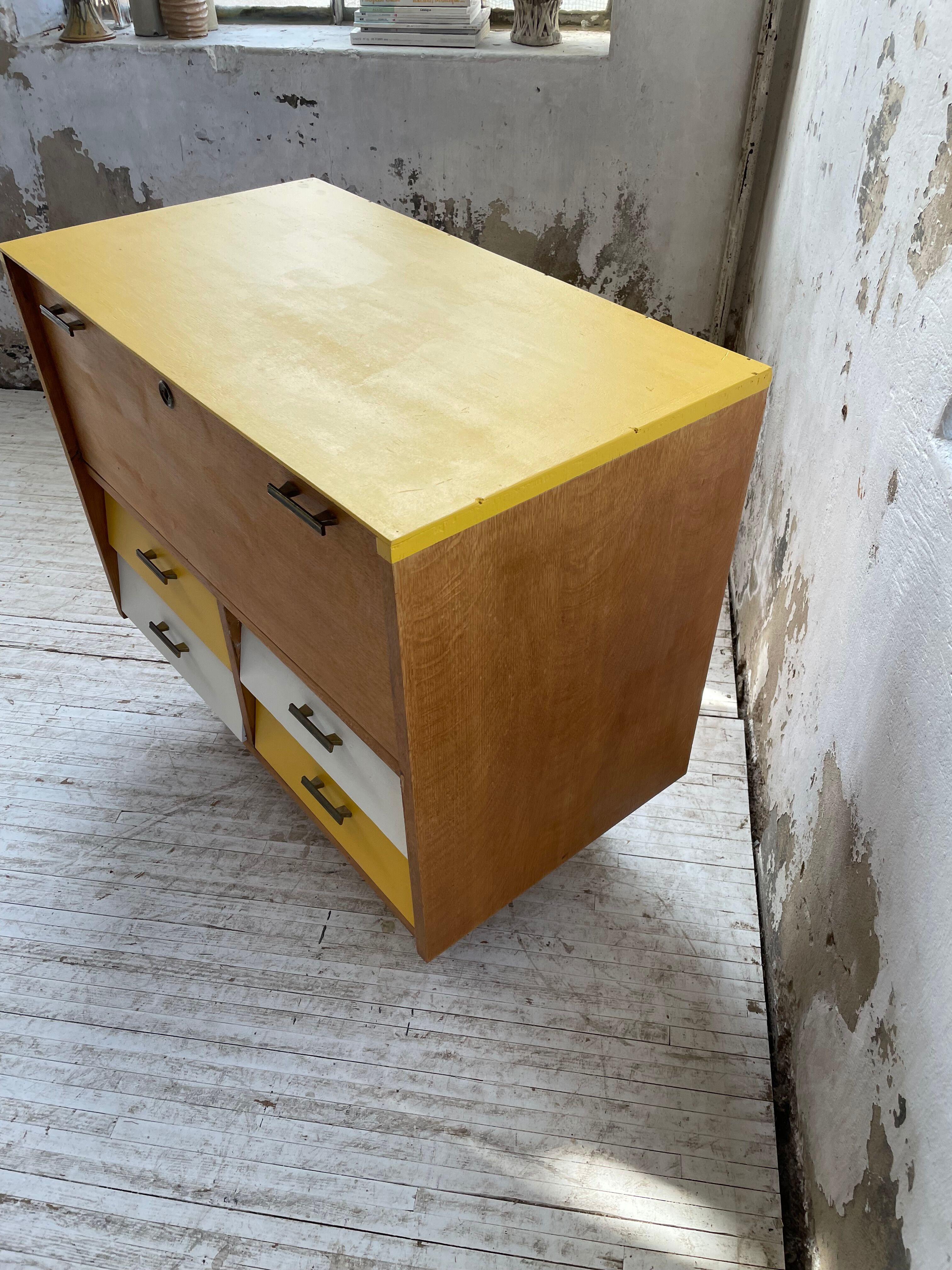 Furniture chest of drawers two-tone 60s