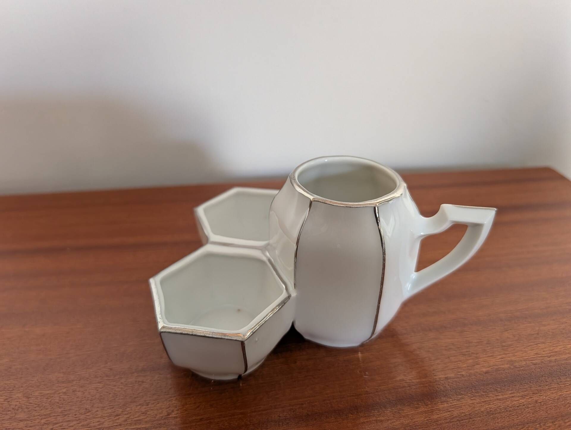 Art Deco condiment holder MS France in porcelain – 1930s