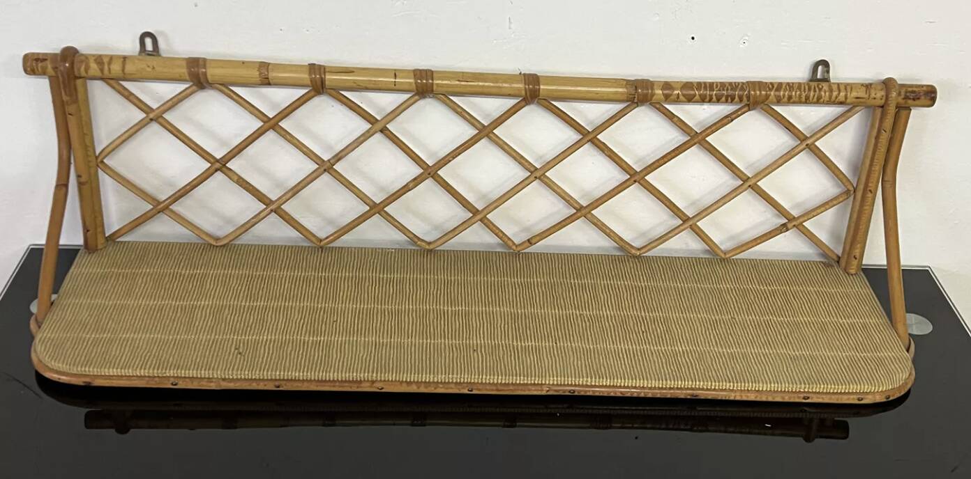 Vintage rattan wall shelf
