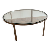 Table basse Space age. 1970. Acier chromé et verre.