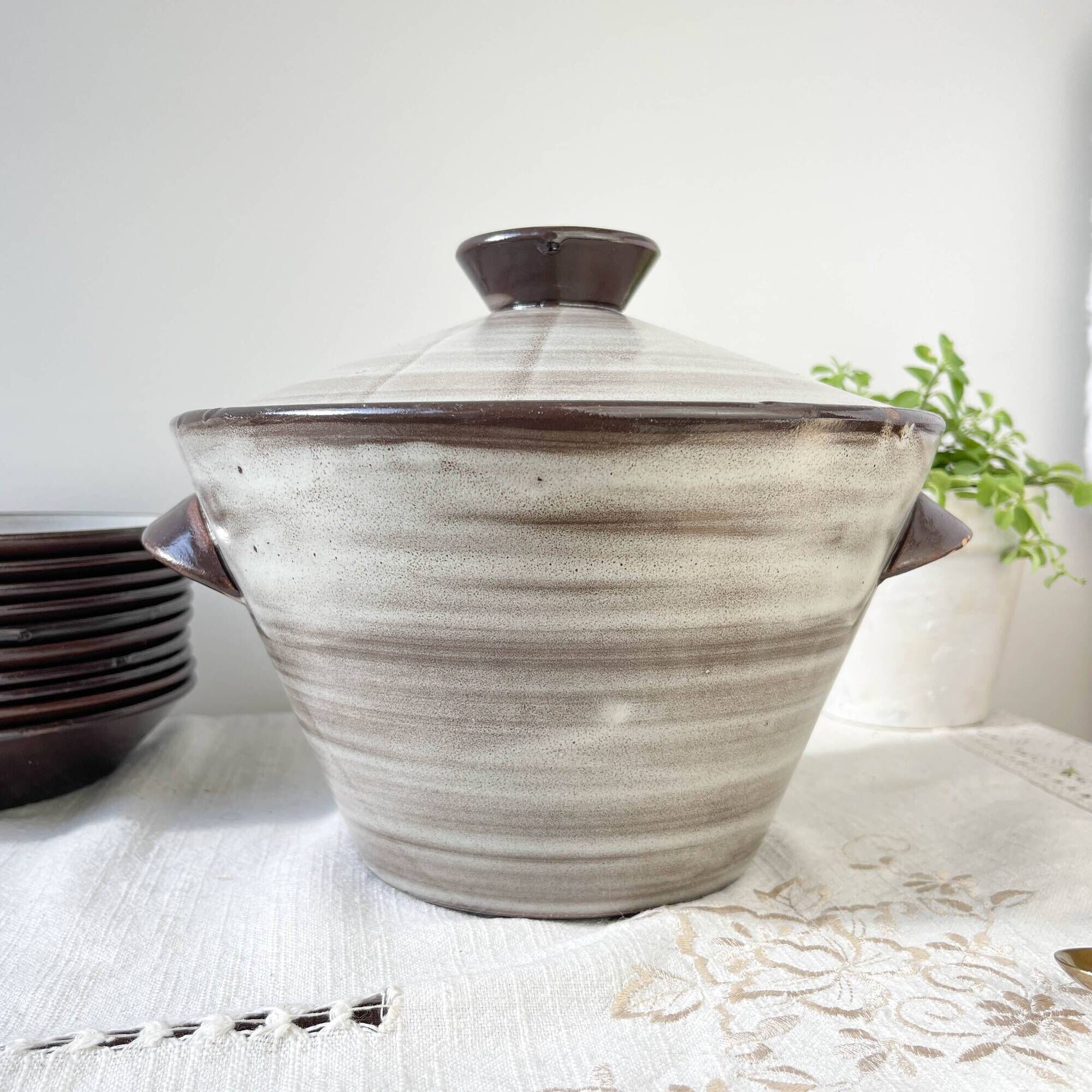 Vintage ceramic soup plates and tureen