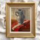 Painting old oil painting on cardboard still life 40s-50s