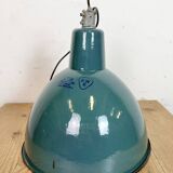 Industrial Petrol Enamel Factory Pendant Lamp, 1960s