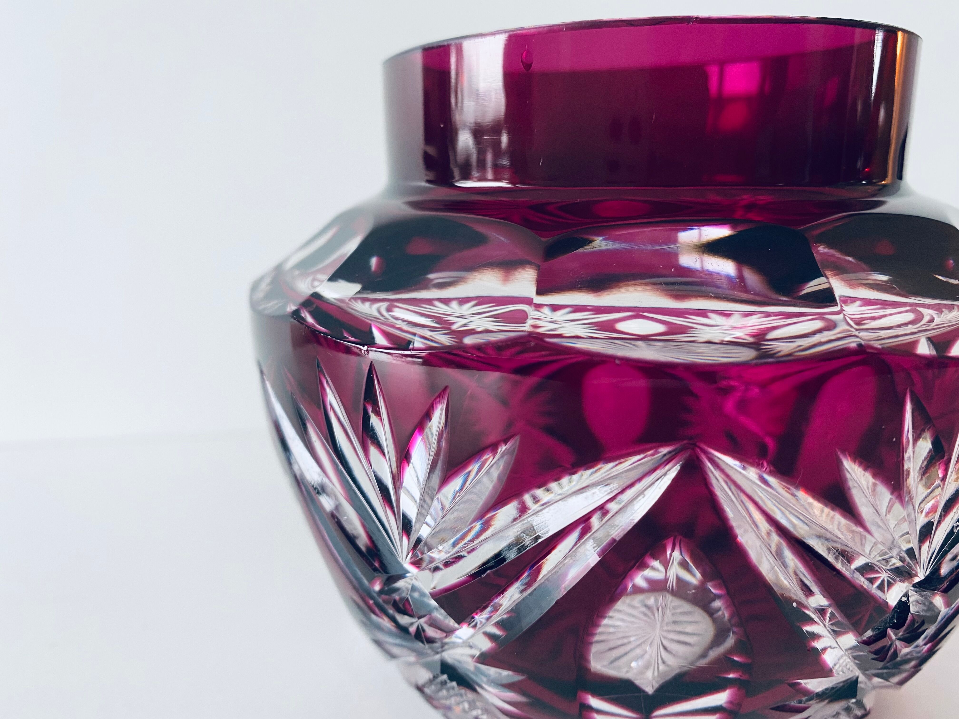 Ancient plum crystal vase