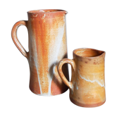 Duo de pichets de potier en grès émaillé vintages