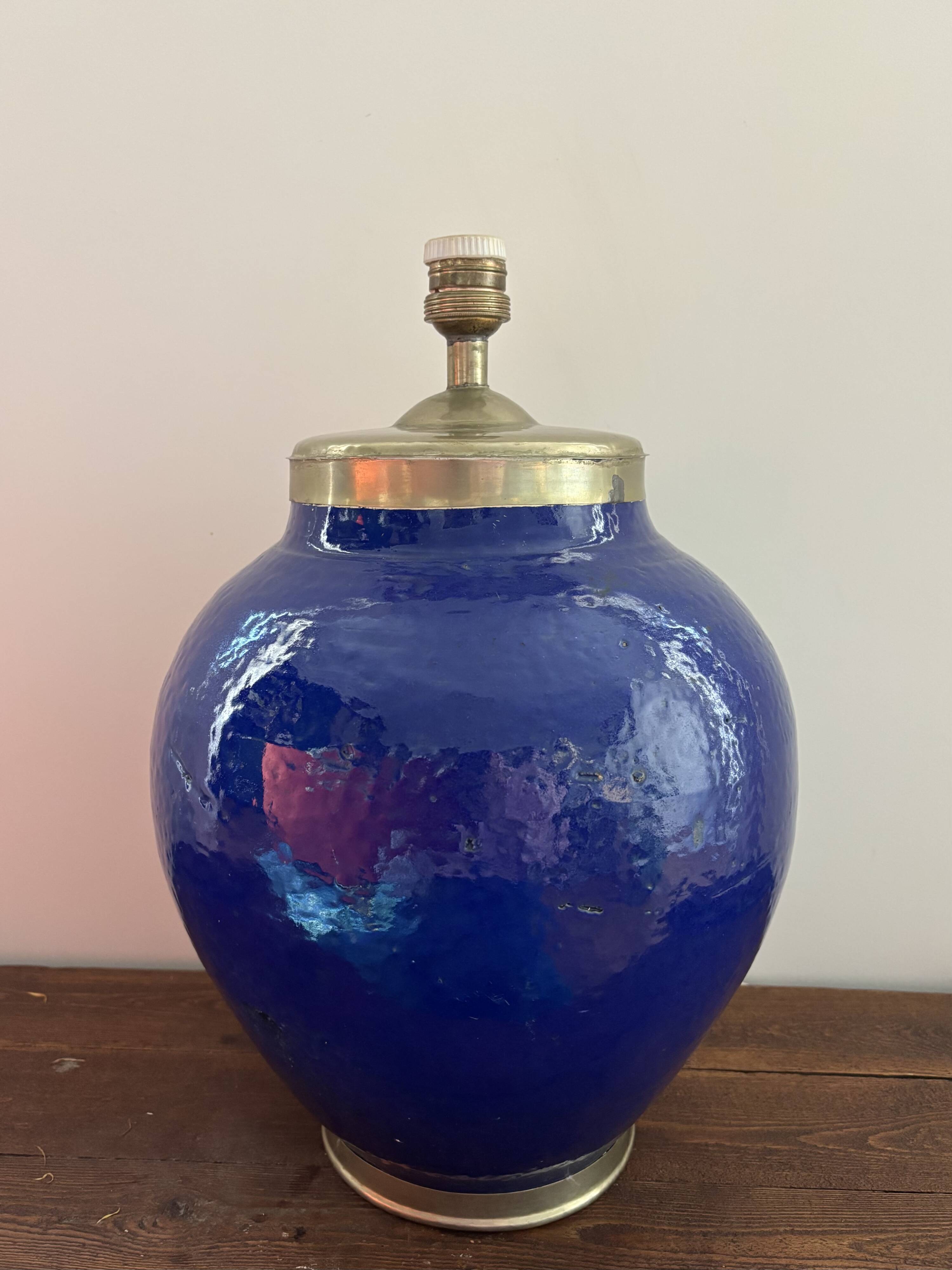 Pair of blue ceramic lamps
