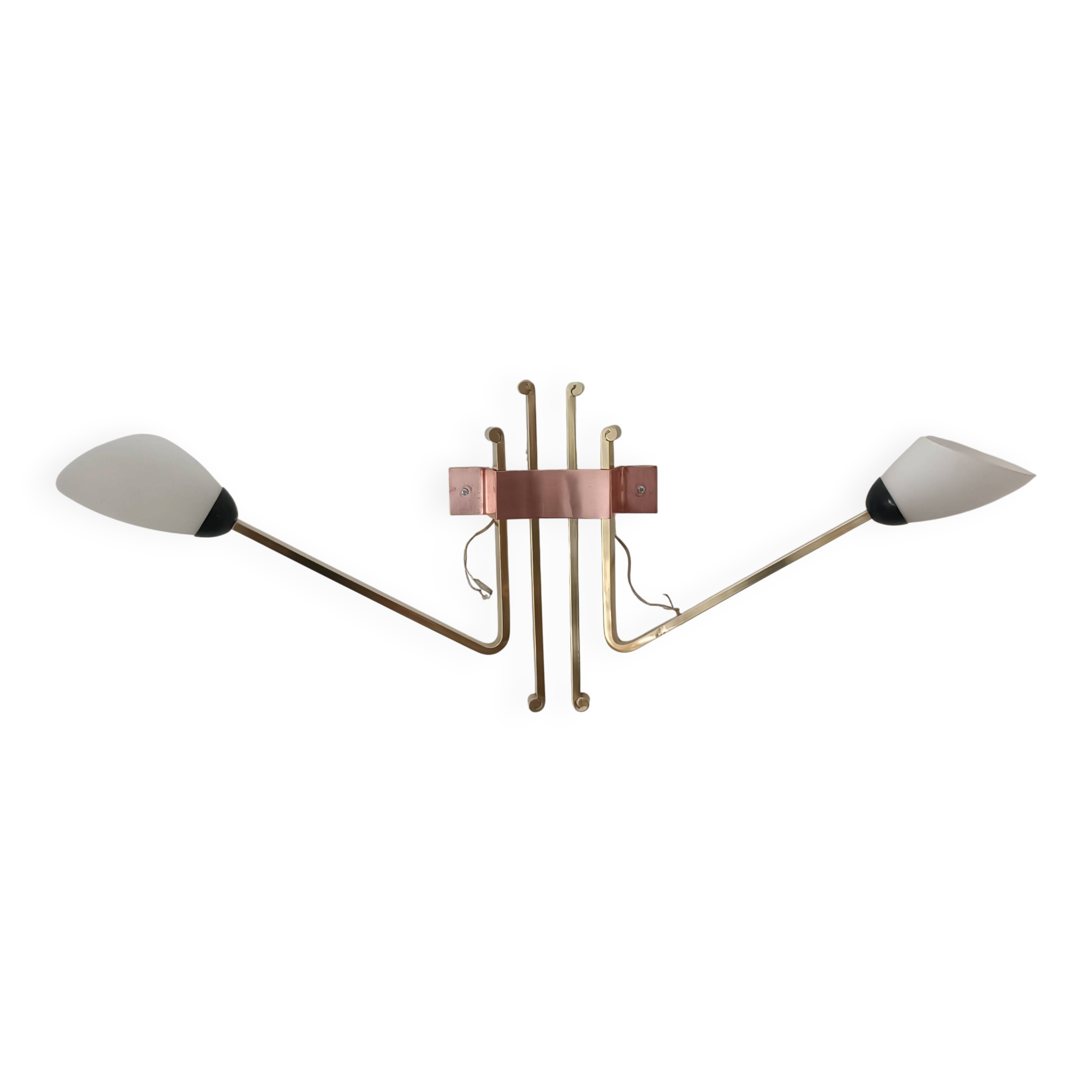 Importante applique murale laiton verre opalin 1960s