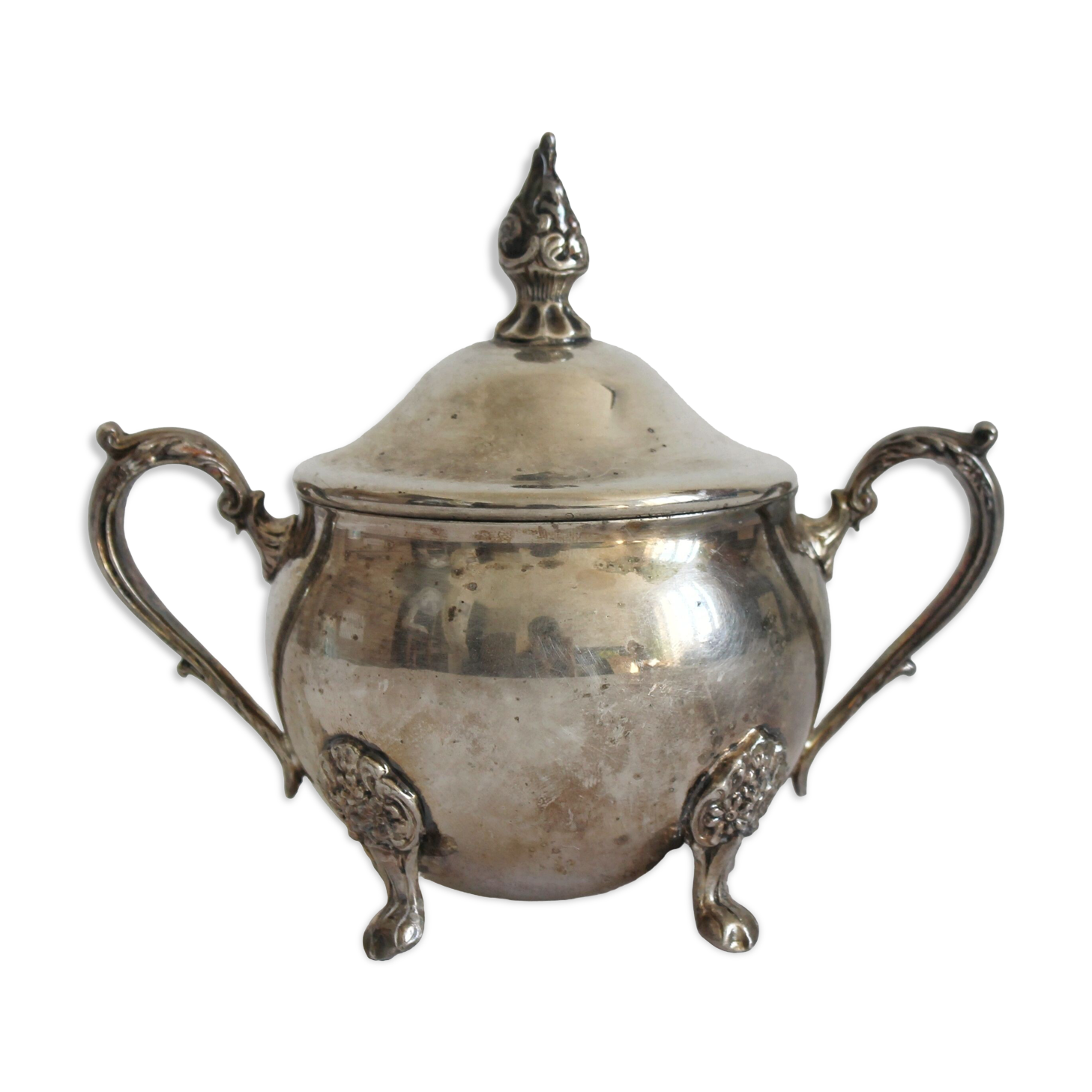 Old silver metal sugar bowl Viners