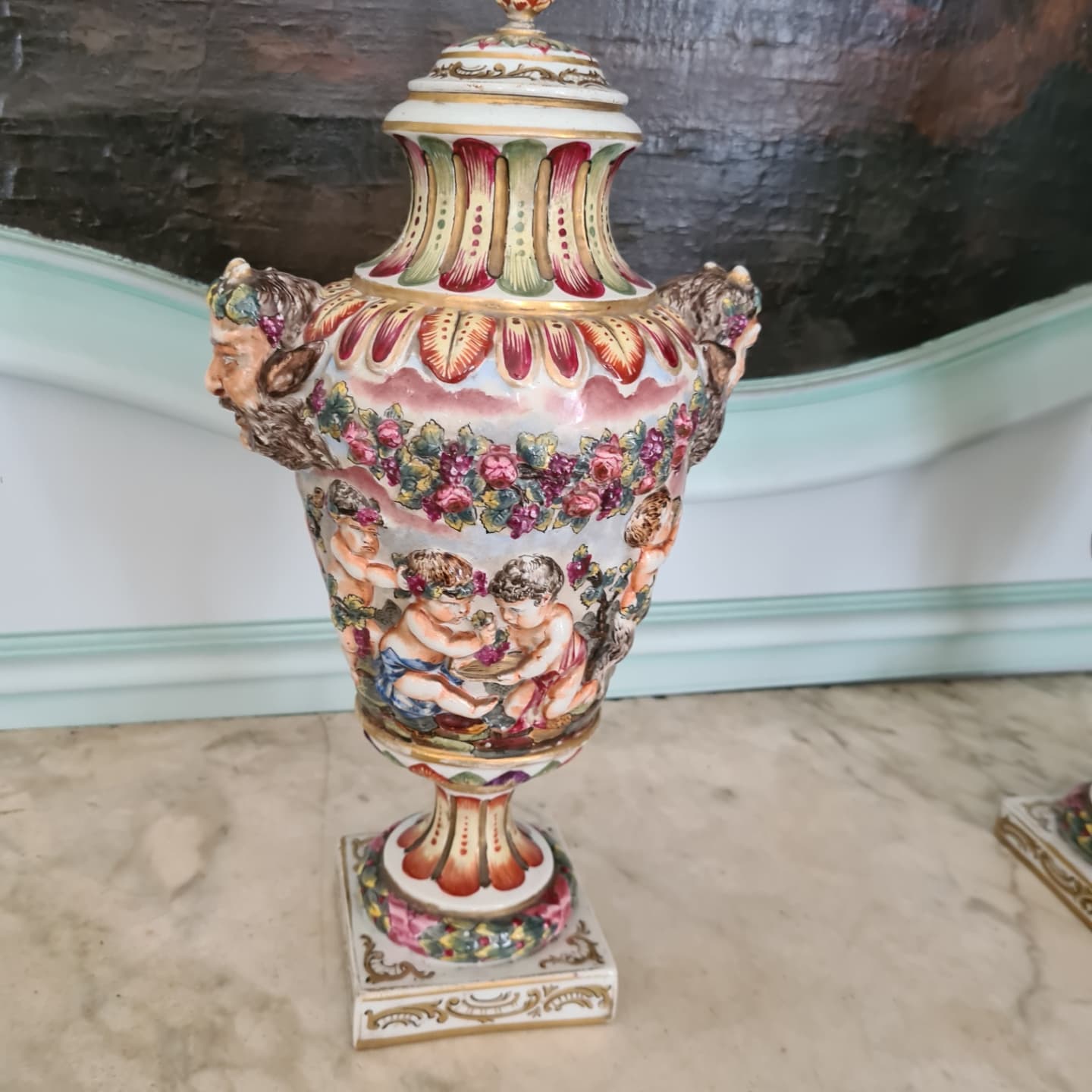 Pair of Capodimonte vases, second half of the 19th century