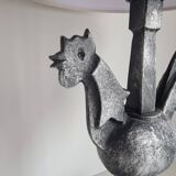 Lampe coq en fer forgé par Jean Touret / les Ateliers de Marolles